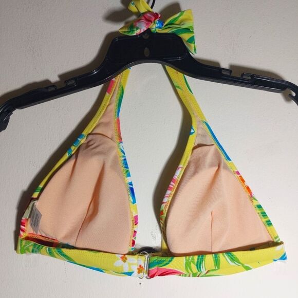 Islander Hawaiian Print Yellow Bikini Top Size 10 NWOT - Picture 7 of 10